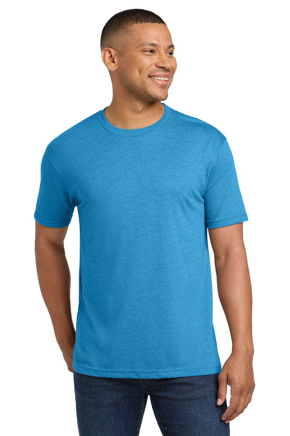 Next Level NL6010/6010 Mens Jersey Short Sleeve Crewneck T-Shirt Vintage Turquoise Blue Model Front