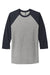 Next Level NL6051/6051 Mens Jersey 3/4 Sleeve Crewneck T-Shirt Heather Grey/Vintage Navy Blue Flat Front
