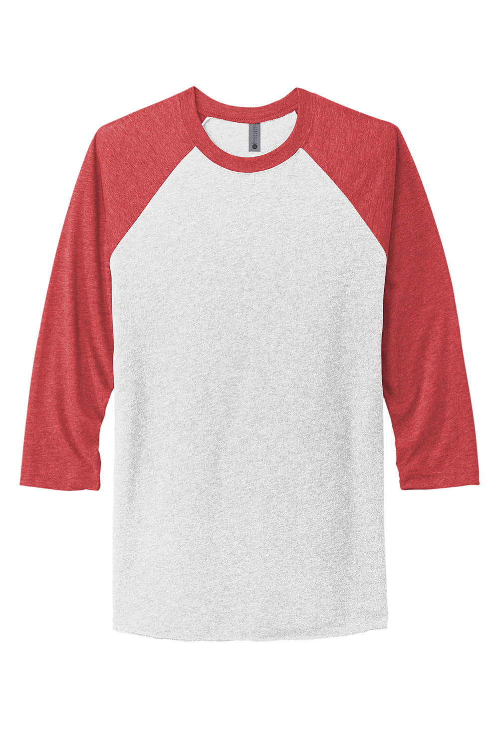 Next Level NL6051/6051 Mens Jersey 3/4 Sleeve Crewneck T-Shirt Heather White/Vintage Red Flat Front