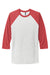 Next Level NL6051/6051 Mens Jersey 3/4 Sleeve Crewneck T-Shirt Heather White/Vintage Red Flat Front