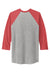 Next Level NL6051/6051 Mens Jersey 3/4 Sleeve Crewneck T-Shirt Heather Grey/Vintage Red Flat Back