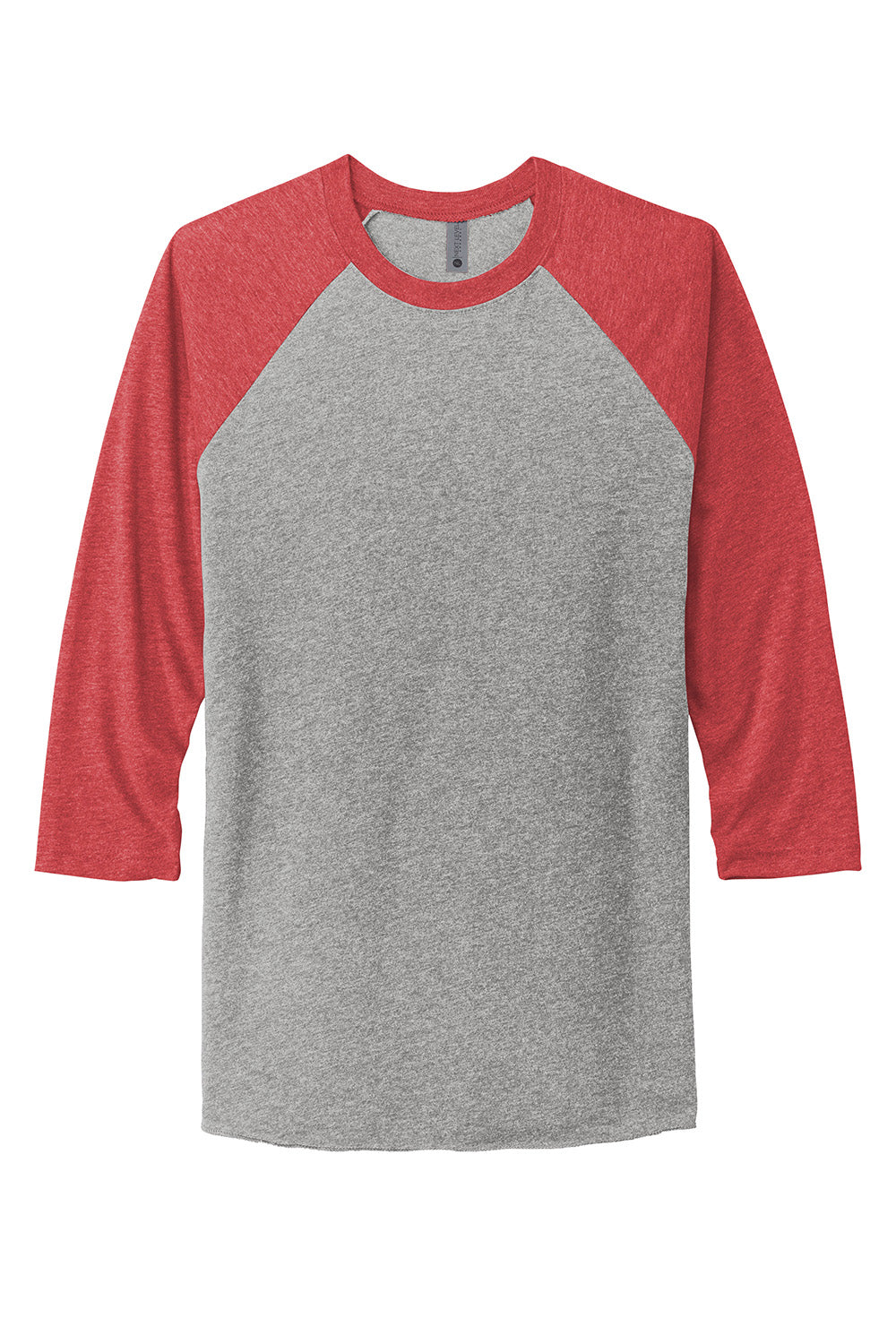 Next Level NL6051/6051 Mens Jersey 3/4 Sleeve Crewneck T-Shirt Heather Grey/Vintage Red Flat Front