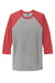 Next Level NL6051/6051 Mens Jersey 3/4 Sleeve Crewneck T-Shirt Heather Grey/Vintage Red Flat Front
