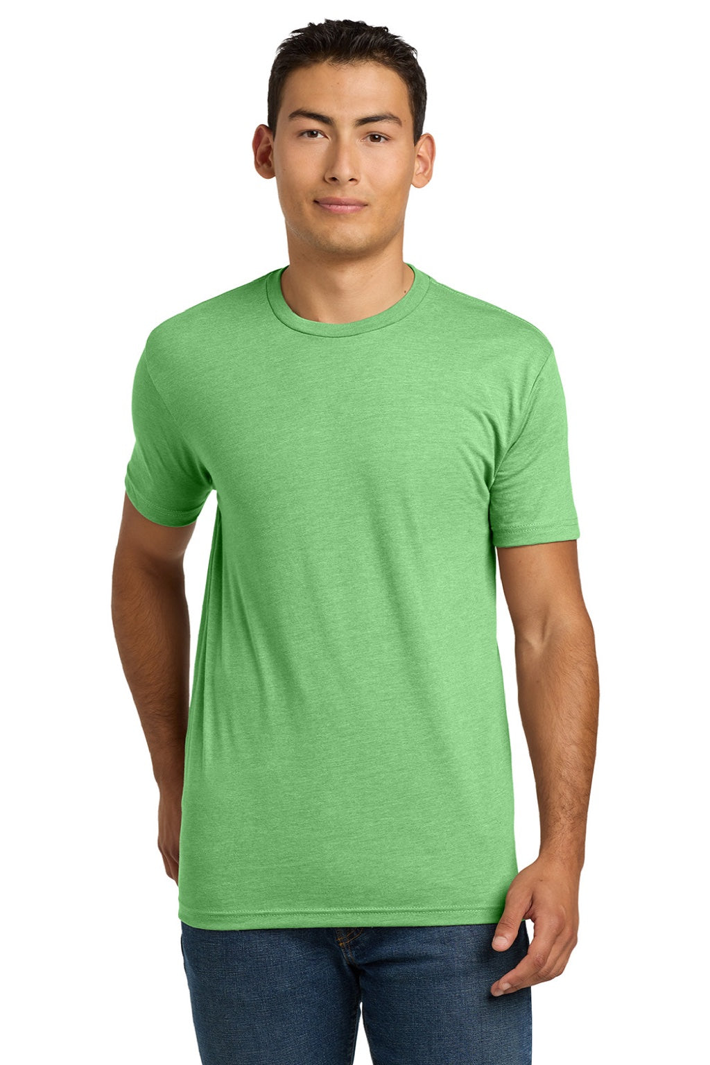 Next Level NL6210/6210 Mens CVC Jersey Short Sleeve Crewneck T-Shirt Apple Green Model Front
