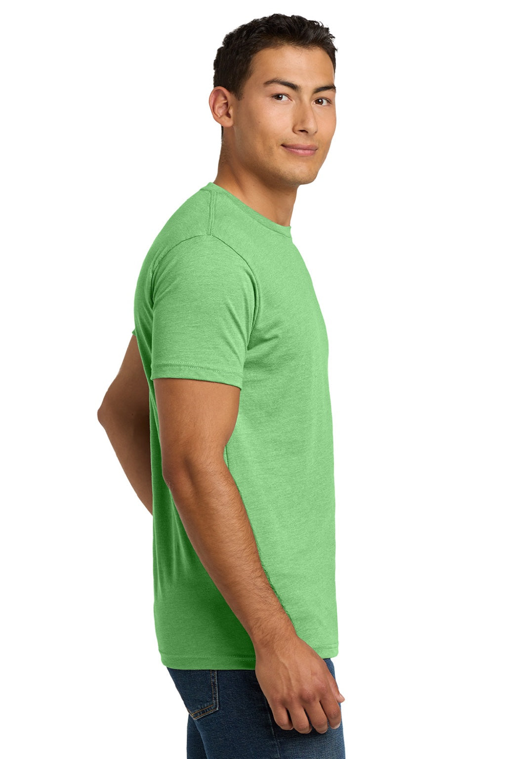 Next Level NL6210/6210 Mens CVC Jersey Short Sleeve Crewneck T-Shirt Apple Green Model Side