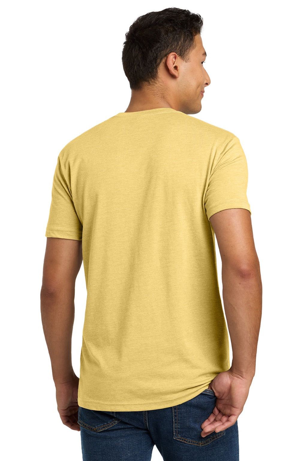 Next Level NL6210/6210 Mens CVC Jersey Short Sleeve Crewneck T-Shirt Banana Cream Yellow Model Back