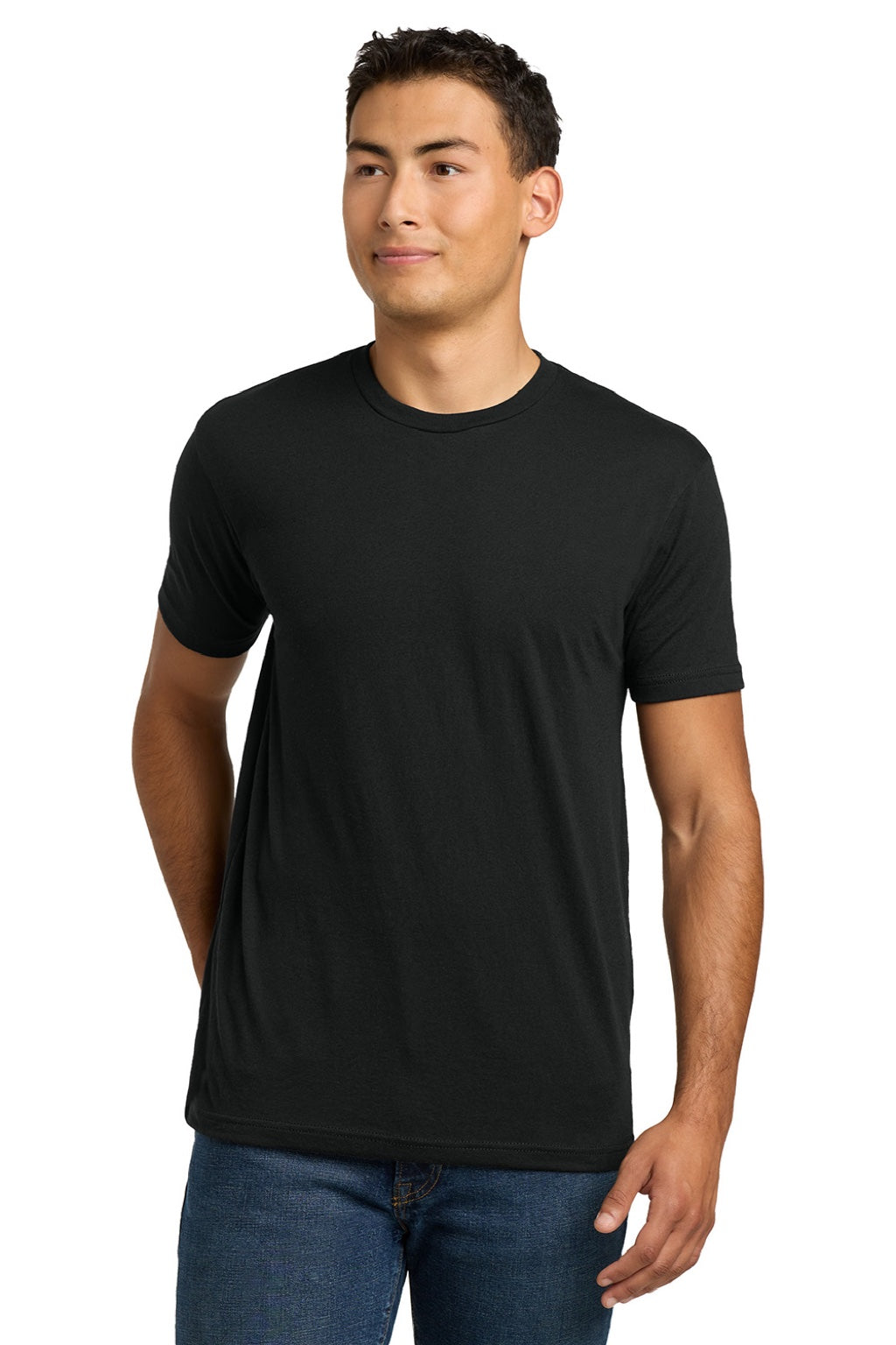 Next Level NL6210/6210 Mens CVC Jersey Short Sleeve Crewneck T-Shirt Black Model Front