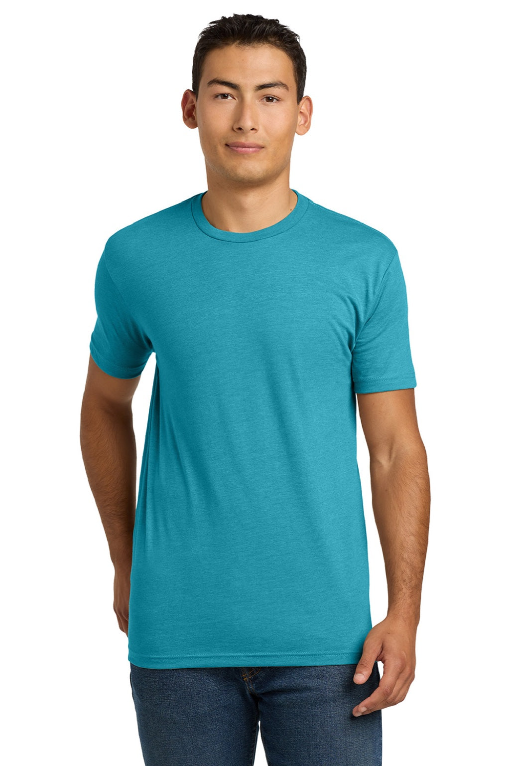 Next Level NL6210/6210 Mens CVC Jersey Short Sleeve Crewneck T-Shirt Bondi Blue Model Front
