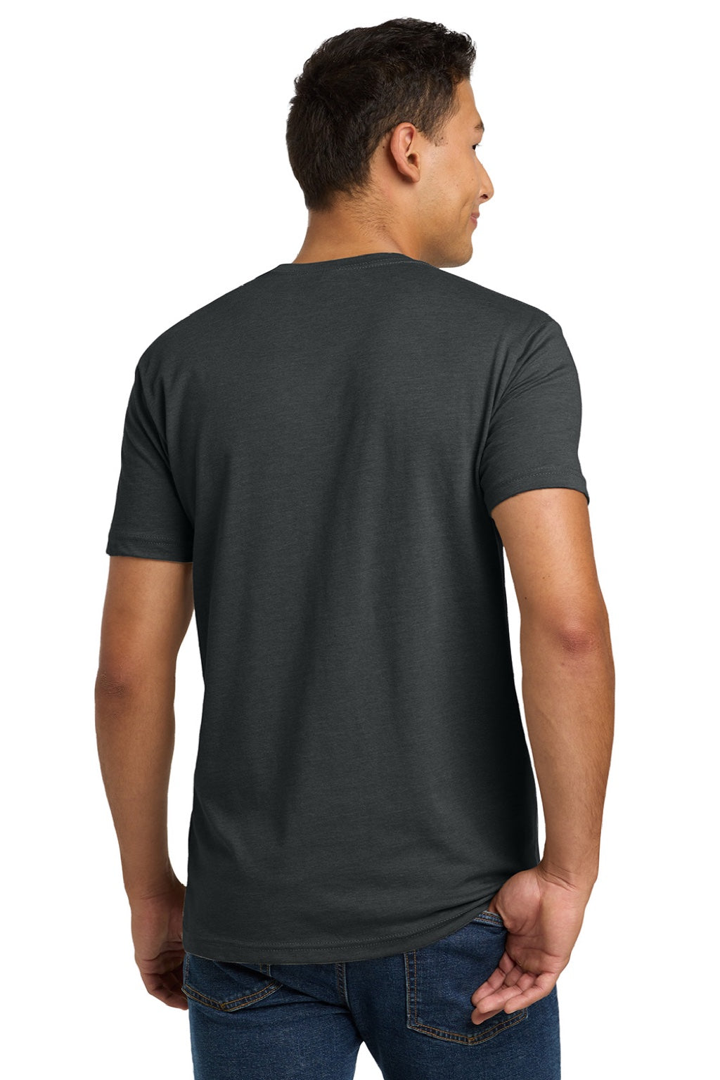 Next Level NL6210/6210 Mens CVC Jersey Short Sleeve Crewneck T-Shirt Charcoal Grey Model Back