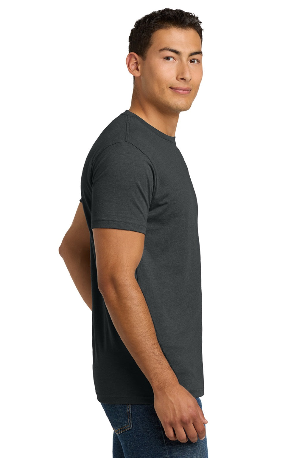 Next Level NL6210/6210 Mens CVC Jersey Short Sleeve Crewneck T-Shirt Charcoal Grey Model Side