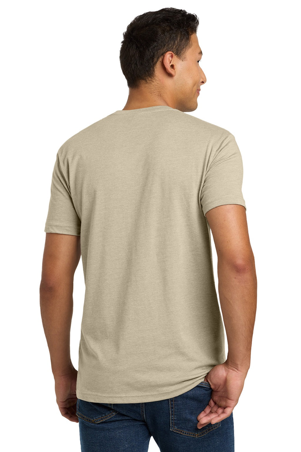 Next Level NL6210/6210 Mens CVC Jersey Short Sleeve Crewneck T-Shirt Cream Model Back