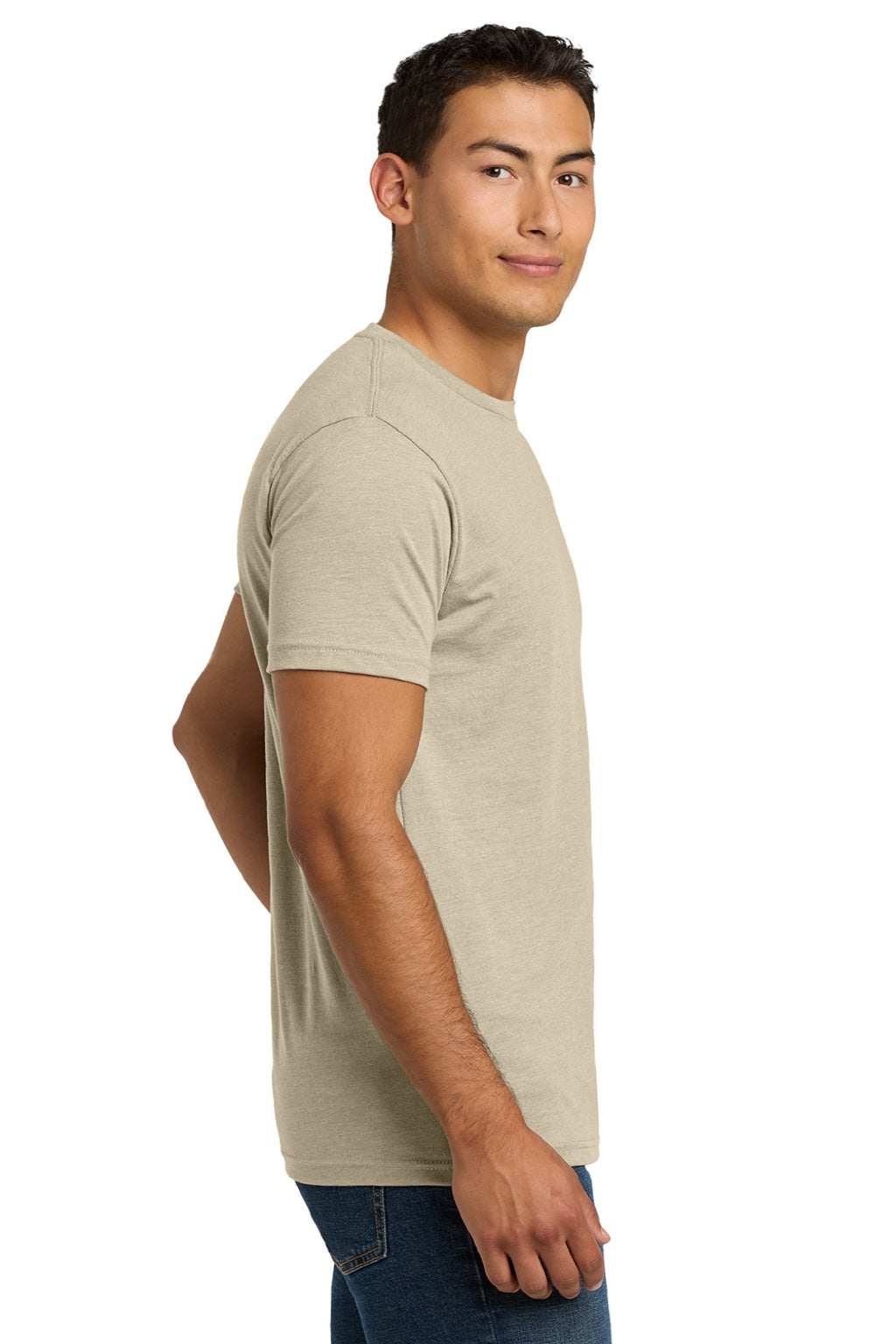 Next Level NL6210/6210 Mens CVC Jersey Short Sleeve Crewneck T-Shirt Cream Model Side