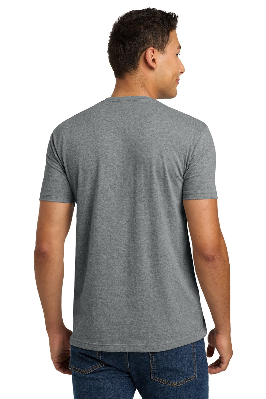 Next Level NL6210/6210 Mens CVC Jersey Short Sleeve Crewneck T-Shirt Heather Dark Grey Model Back