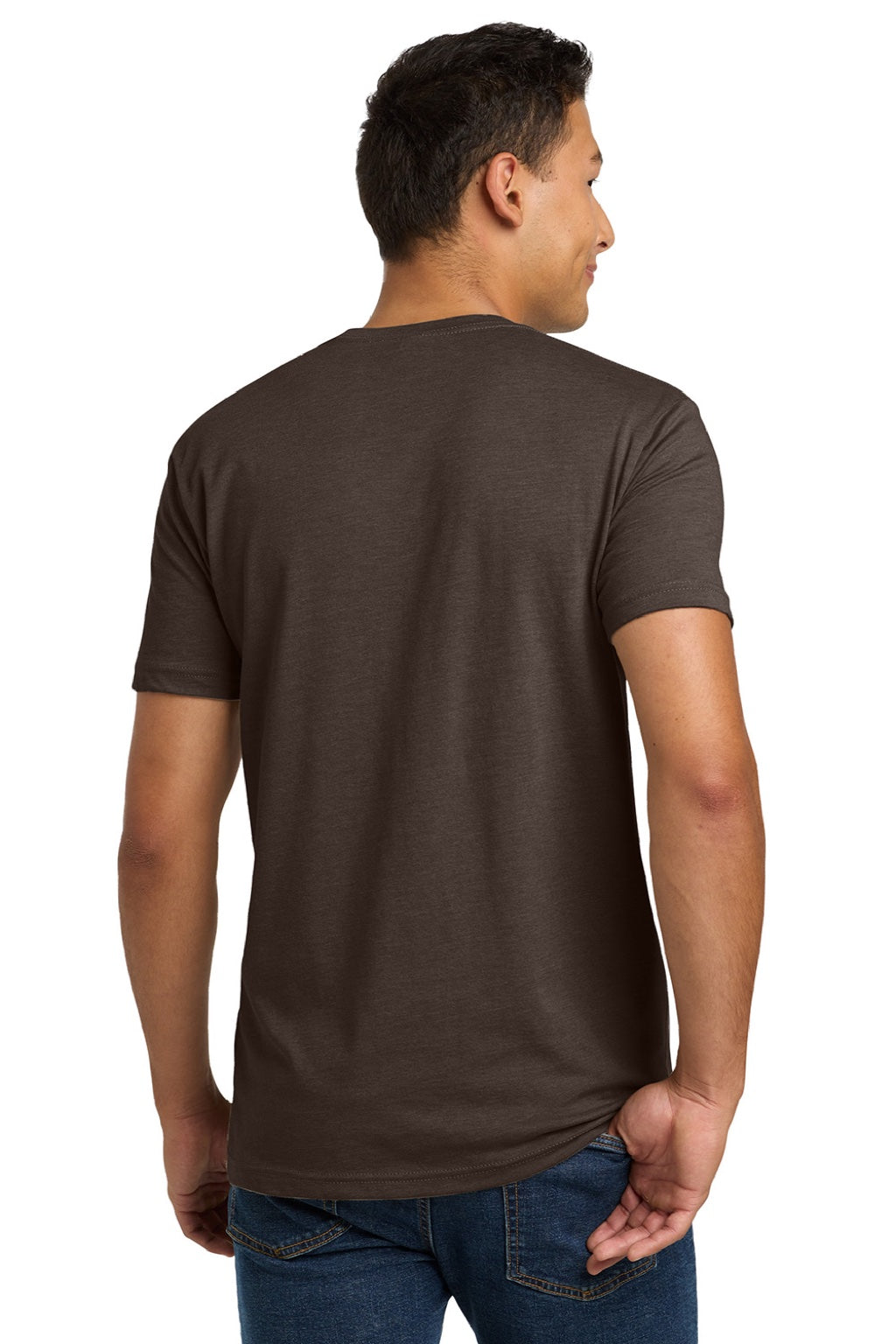 Next Level NL6210/6210 Mens CVC Jersey Short Sleeve Crewneck T-Shirt Espresso Brown Model Back