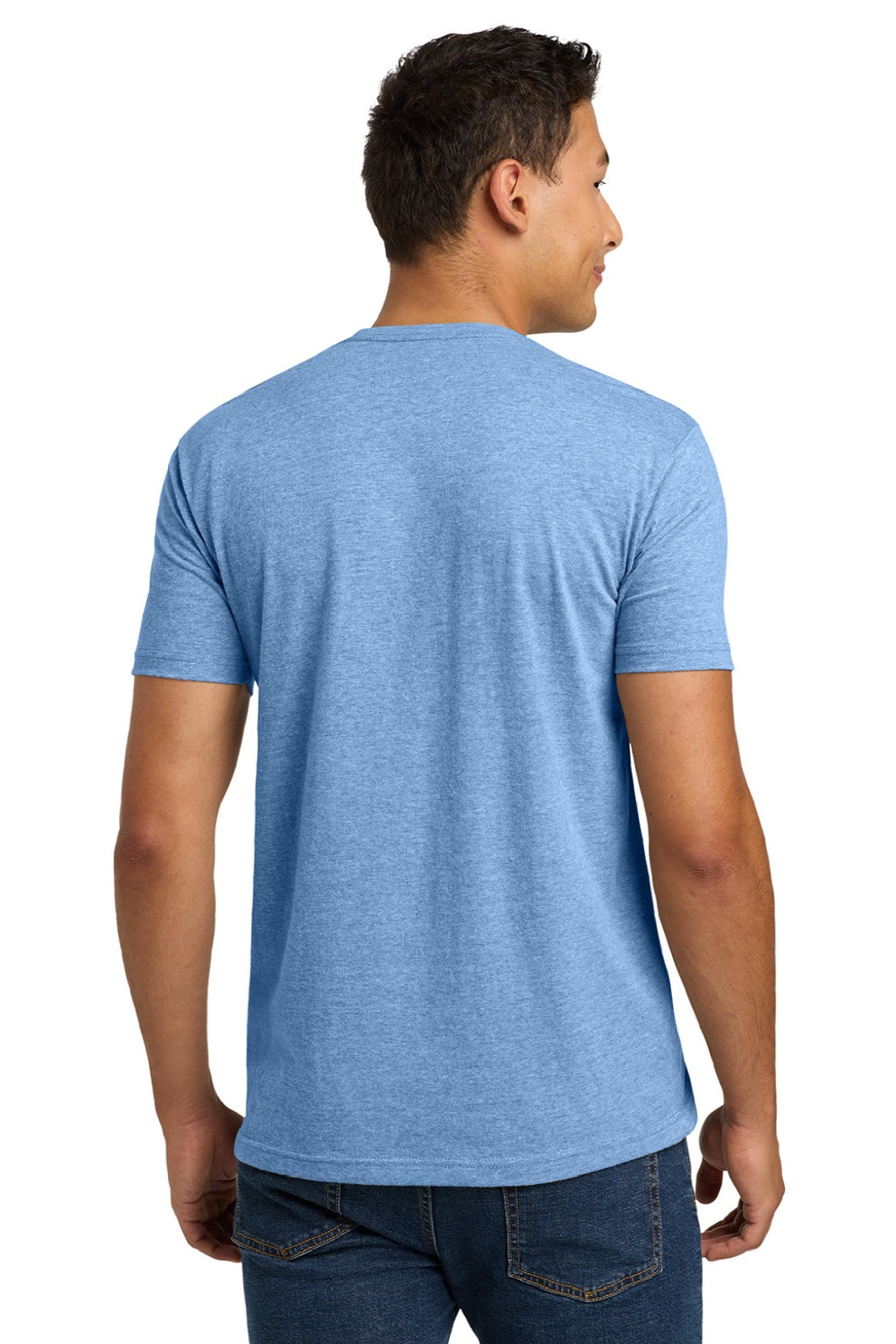 Next Level NL6210/6210 Mens CVC Jersey Short Sleeve Crewneck T-Shirt Heather Columbia Blue Model Back