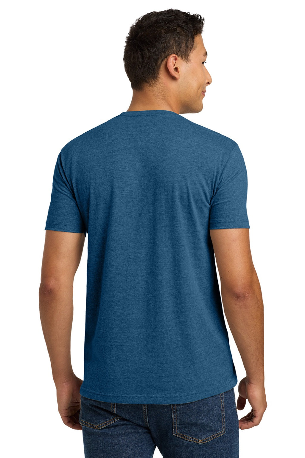 Next Level NL6210/6210 Mens CVC Jersey Short Sleeve Crewneck T-Shirt Heather Cool Blue Model Back
