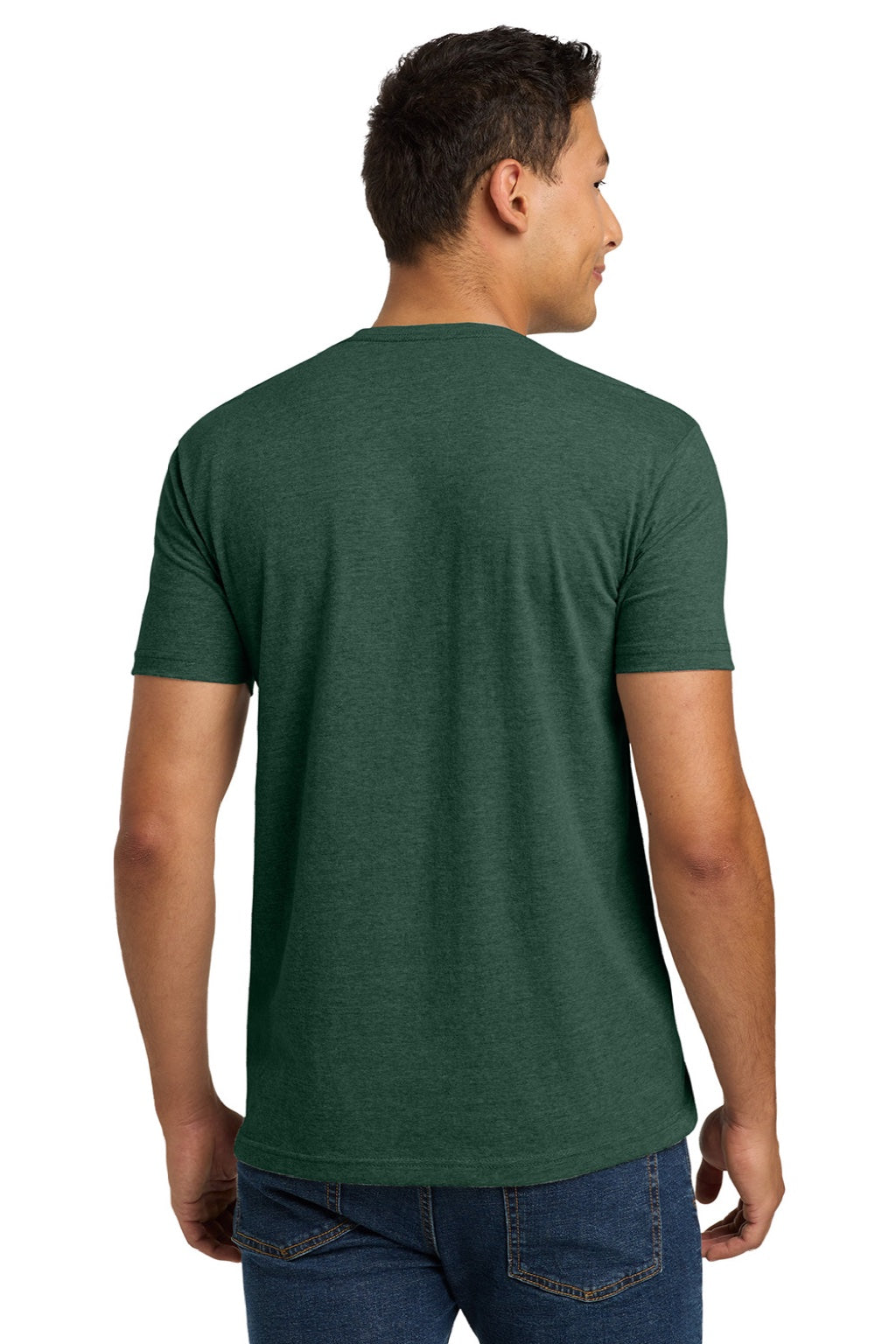 Next Level NL6210/6210 Mens CVC Jersey Short Sleeve Crewneck T-Shirt Heather Forest Green Model Back