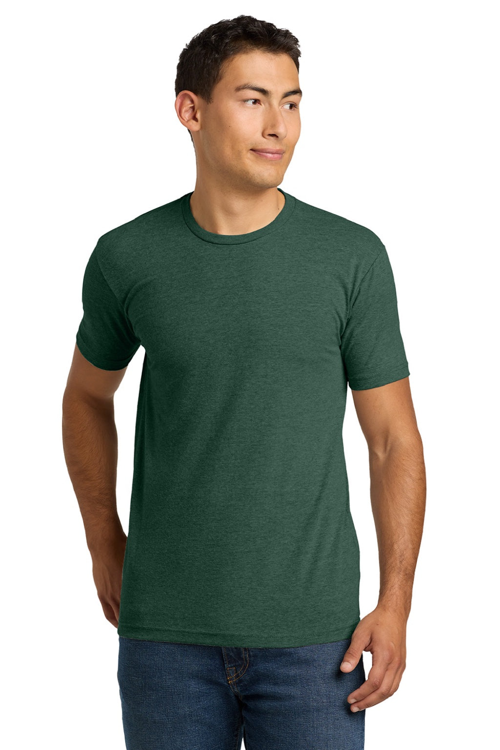 Next Level NL6210/6210 Mens CVC Jersey Short Sleeve Crewneck T-Shirt Heather Forest Green Model Front