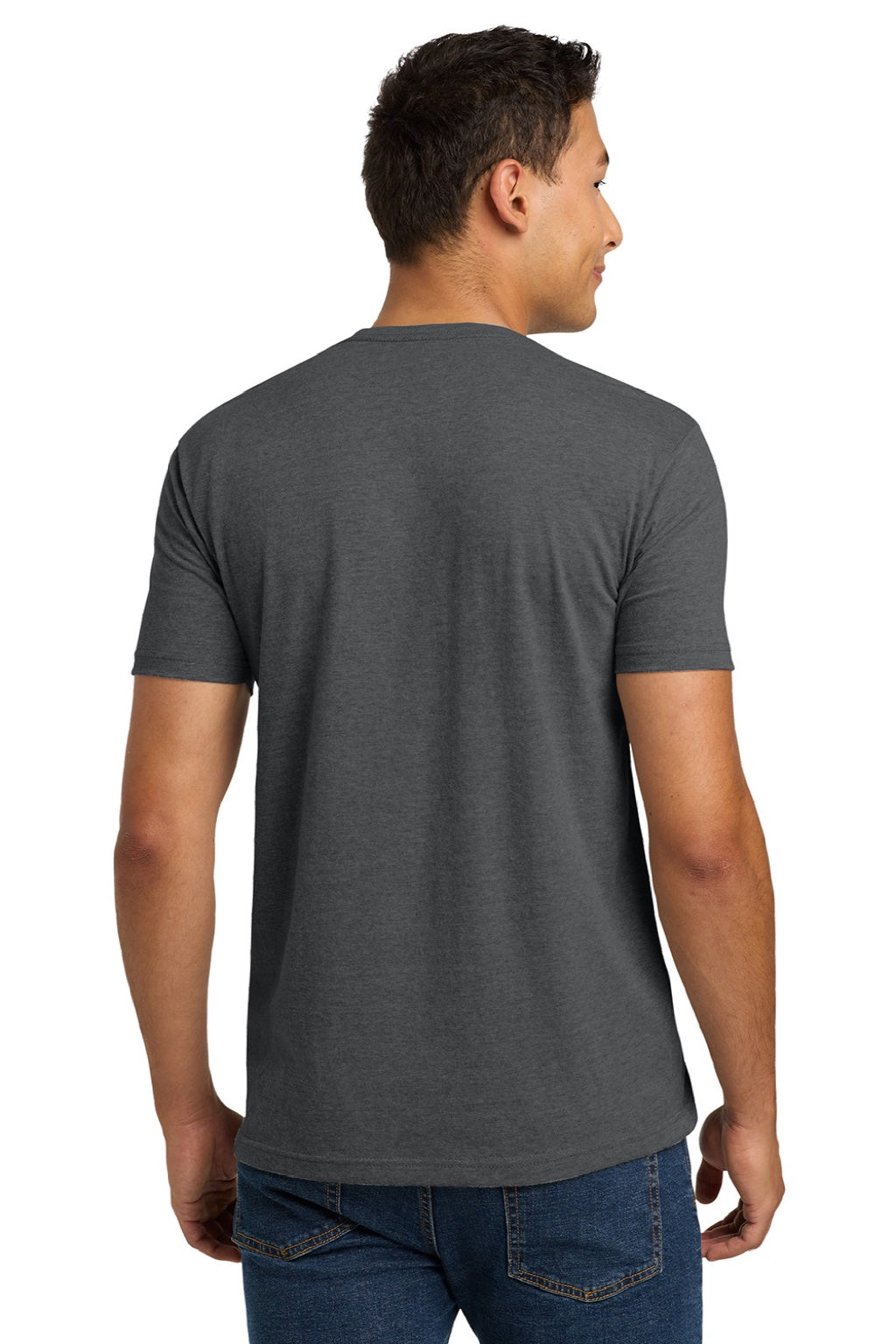 Next Level NL6210/6210 Mens CVC Jersey Short Sleeve Crewneck T-Shirt Heather Heavy Metal Grey Model Back