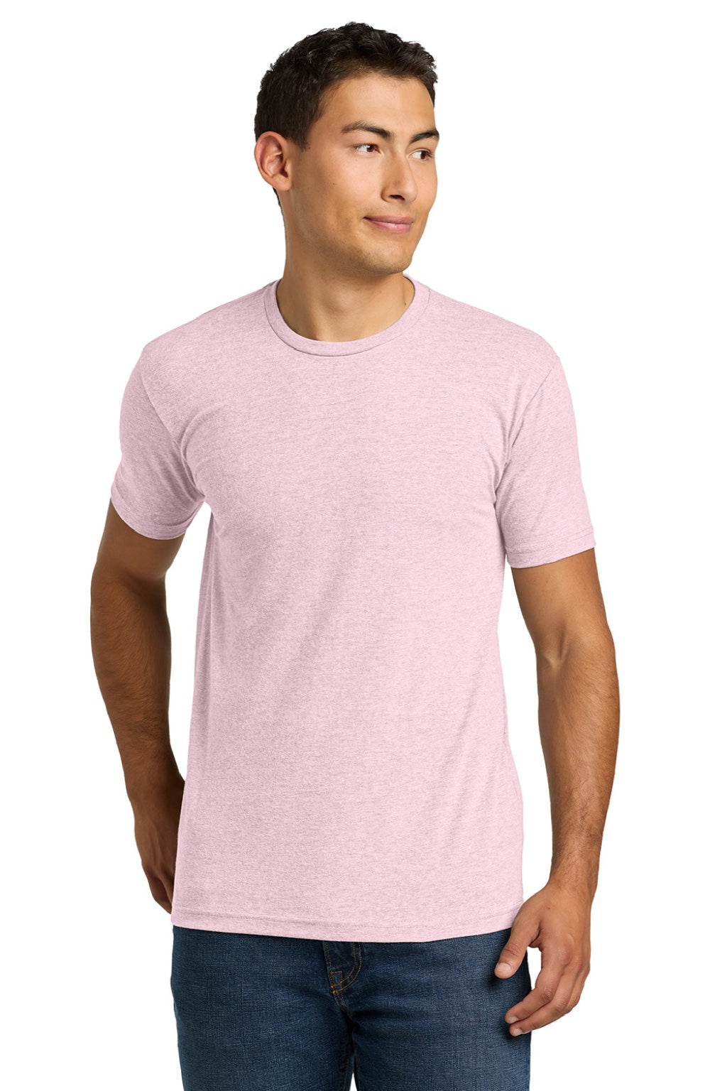 Next Level NL6210/6210 Mens CVC Jersey Short Sleeve Crewneck T-Shirt Heather Light Pink Model Front