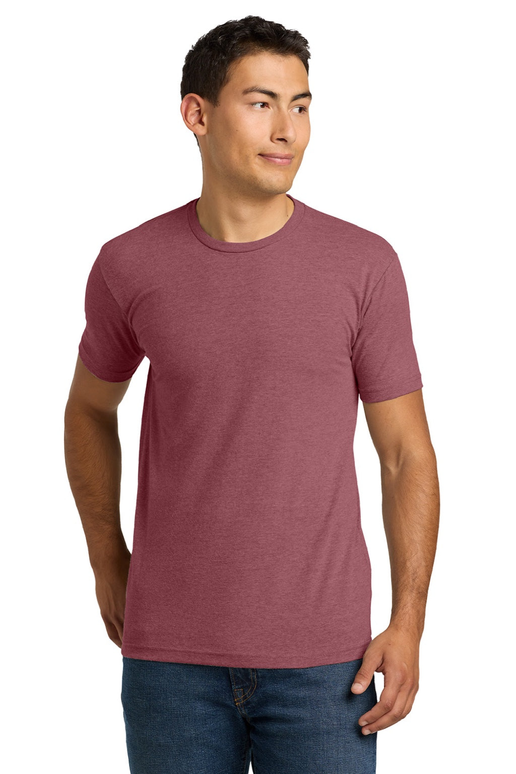 Next Level NL6210/6210 Mens CVC Jersey Short Sleeve Crewneck T-Shirt Heather Mauve Model Front
