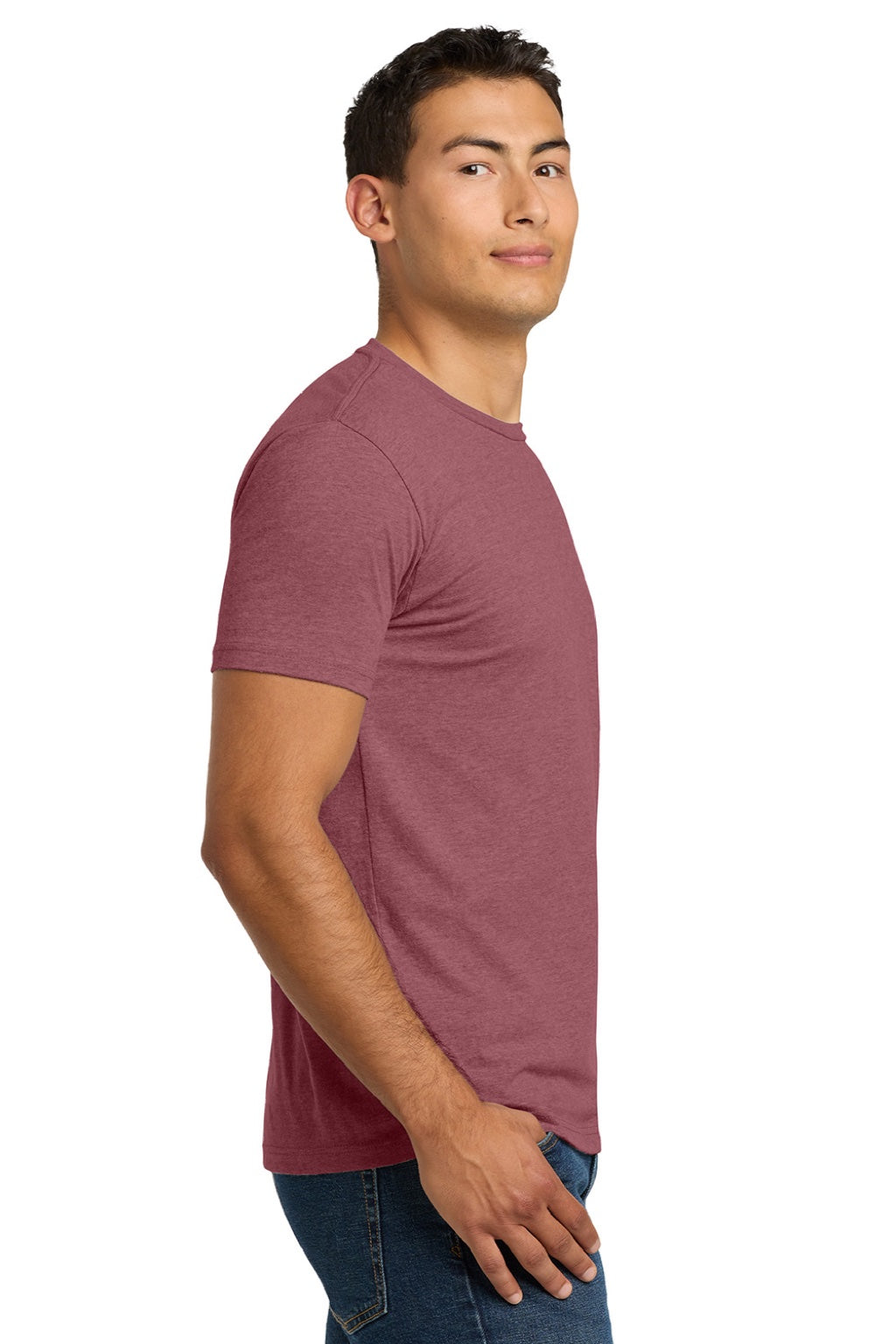 Next Level NL6210/6210 Mens CVC Jersey Short Sleeve Crewneck T-Shirt Heather Mauve Model Side