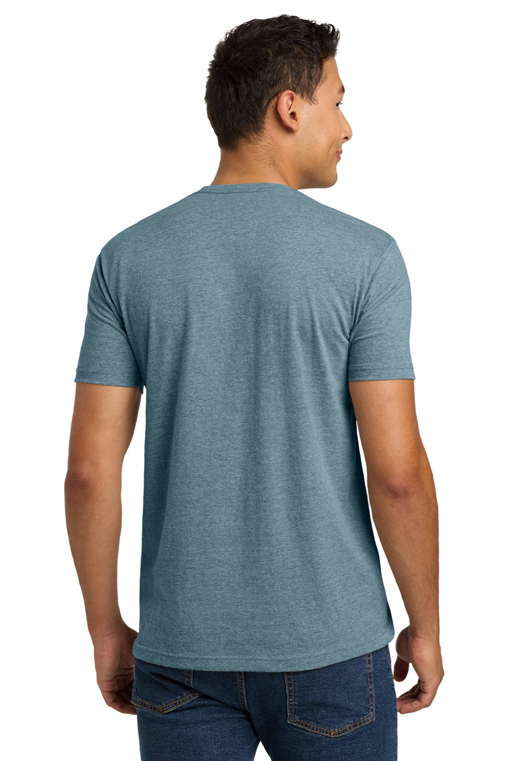 Next Level NL6210/6210 Mens CVC Jersey Short Sleeve Crewneck T-Shirt Heather Slate Blue Model Back