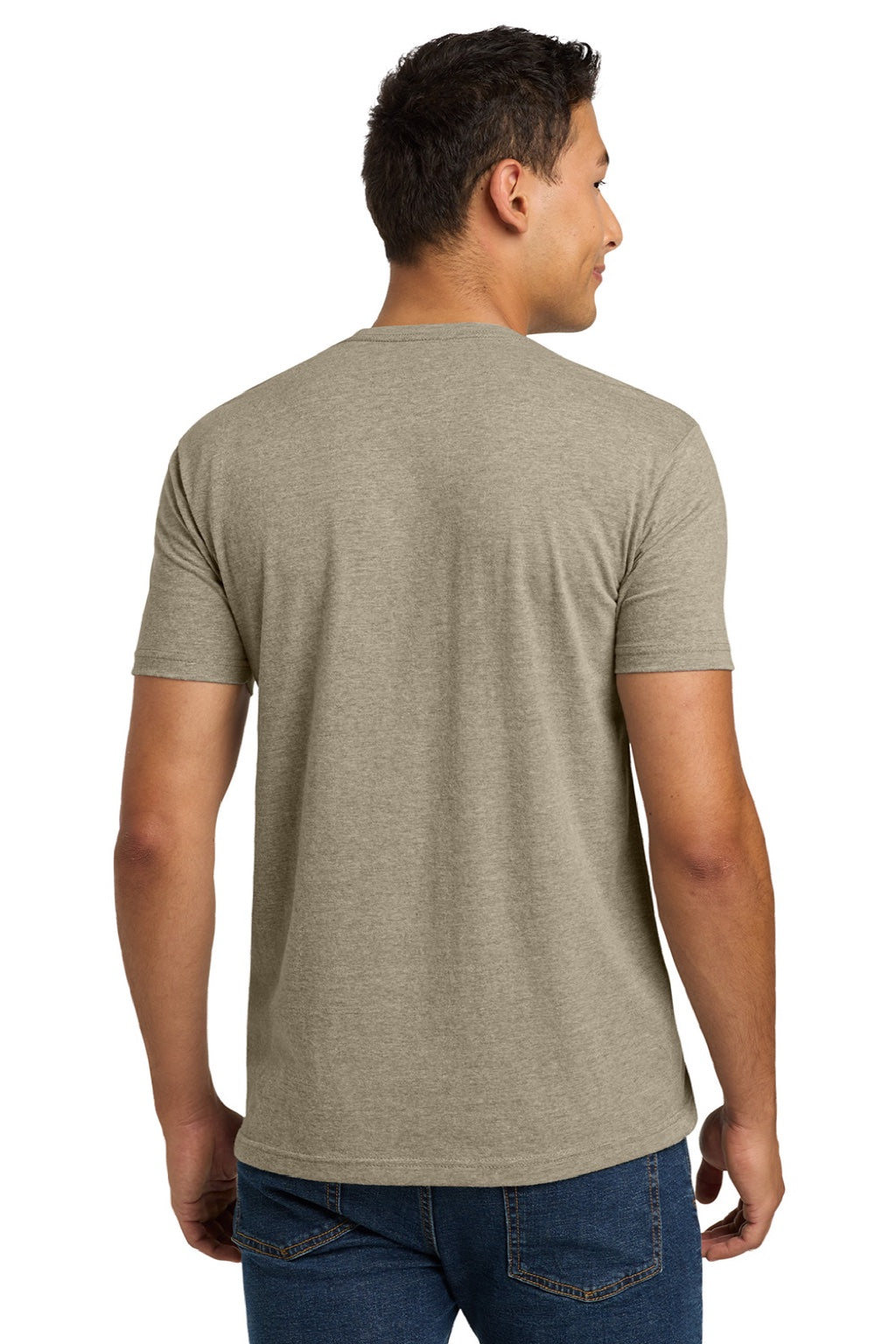 Next Level NL6210/6210 Mens CVC Jersey Short Sleeve Crewneck T-Shirt Heather Tan Model Back
