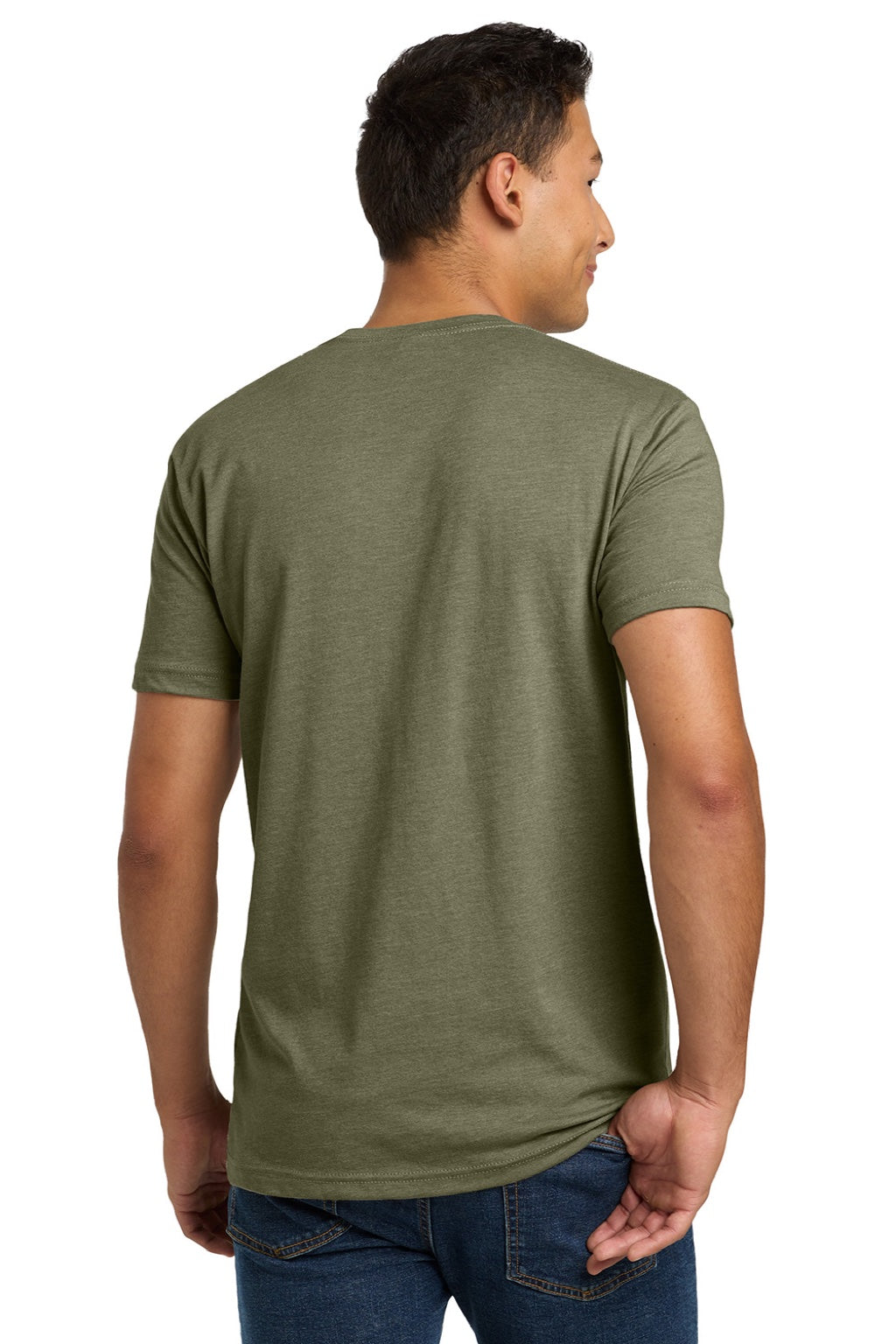 Next Level NL6210/6210 Mens CVC Jersey Short Sleeve Crewneck T-Shirt Light Olive Model Back