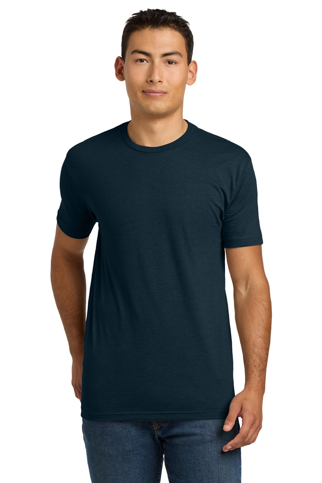 Next Level NL6210/6210 Mens CVC Jersey Short Sleeve Crewneck T-Shirt Midnight Navy Blue Model Front