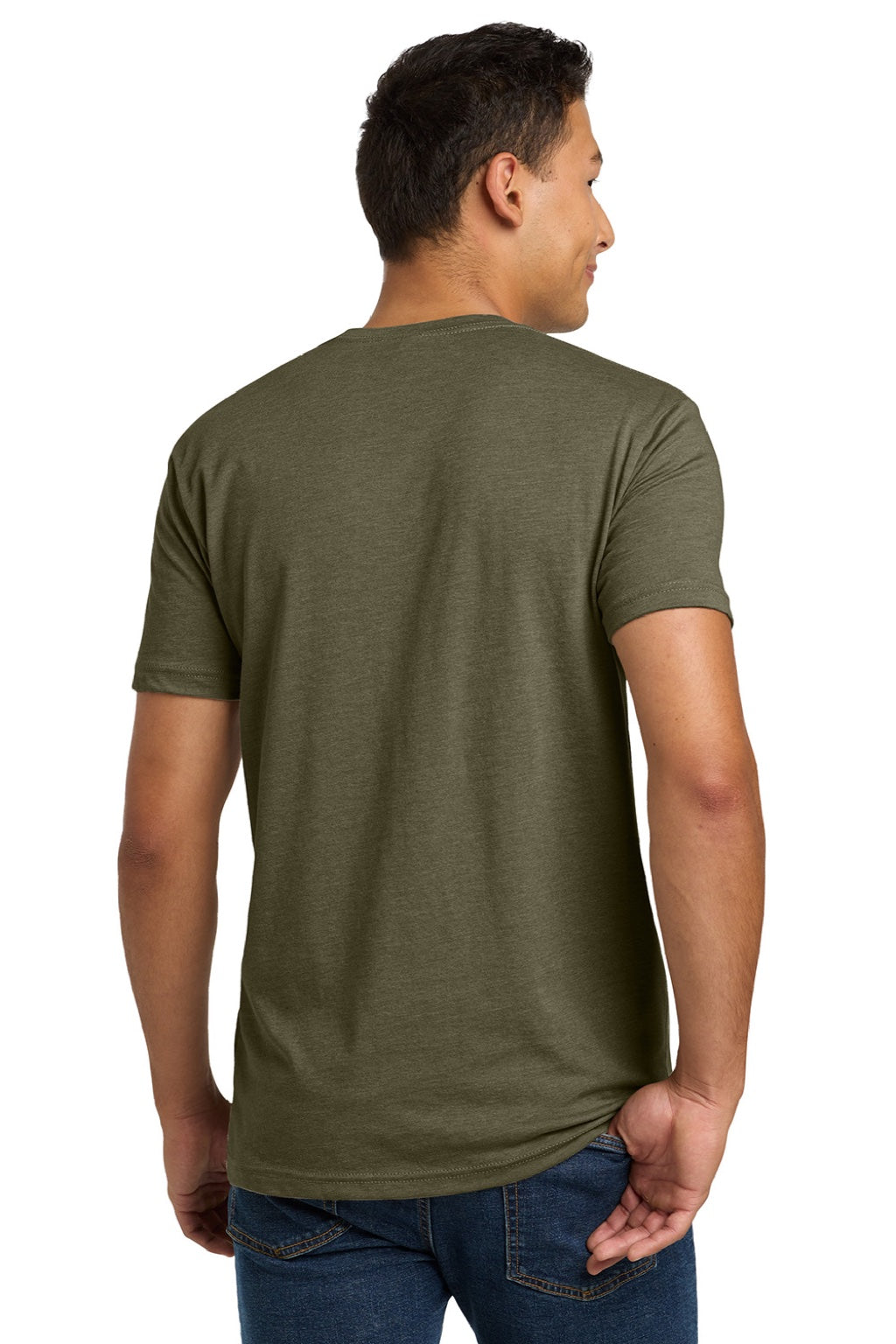 Next Level NL6210/6210 Mens CVC Jersey Short Sleeve Crewneck T-Shirt Military Green Model Back