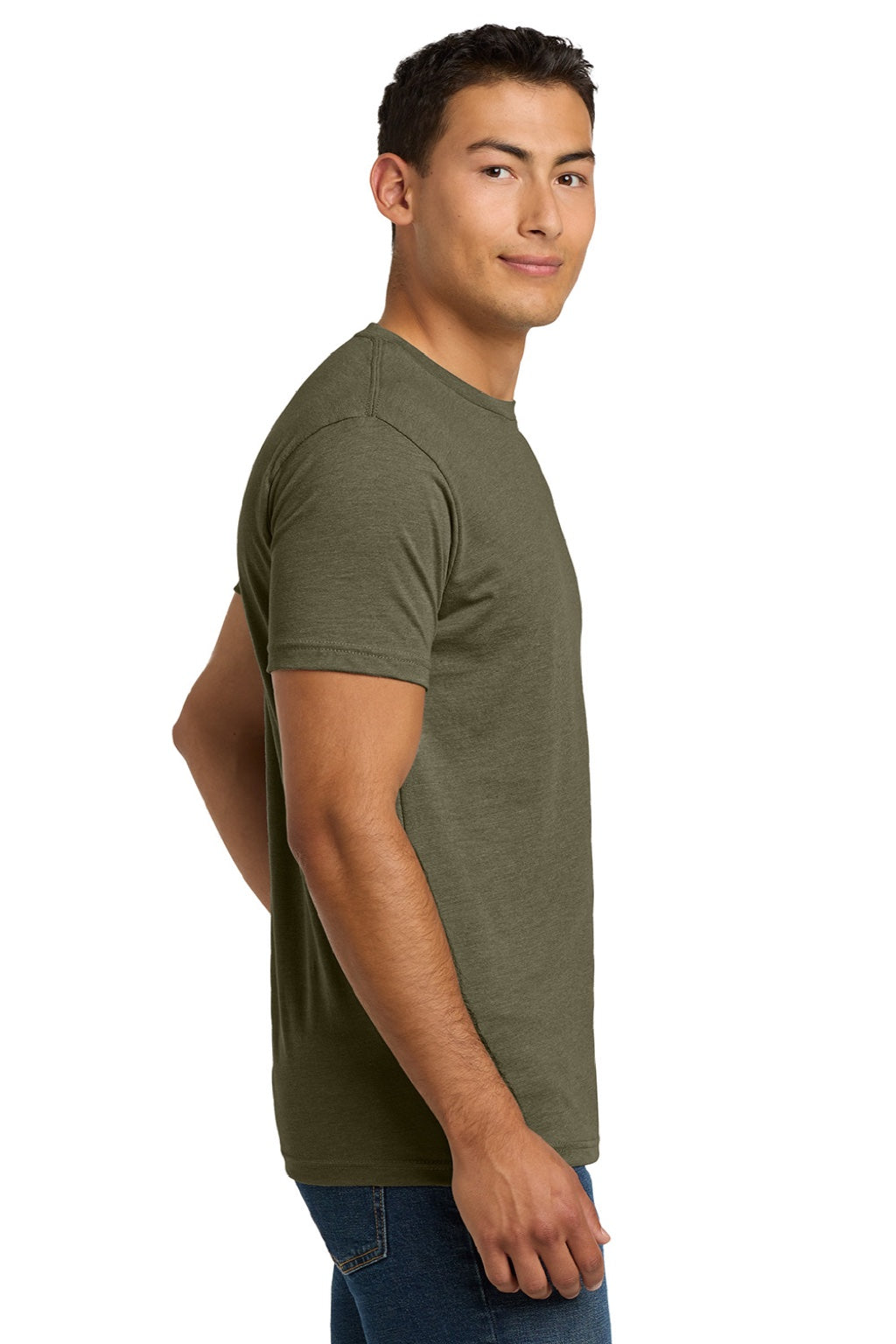 Next Level NL6210/6210 Mens CVC Jersey Short Sleeve Crewneck T-Shirt Military Green Model Side