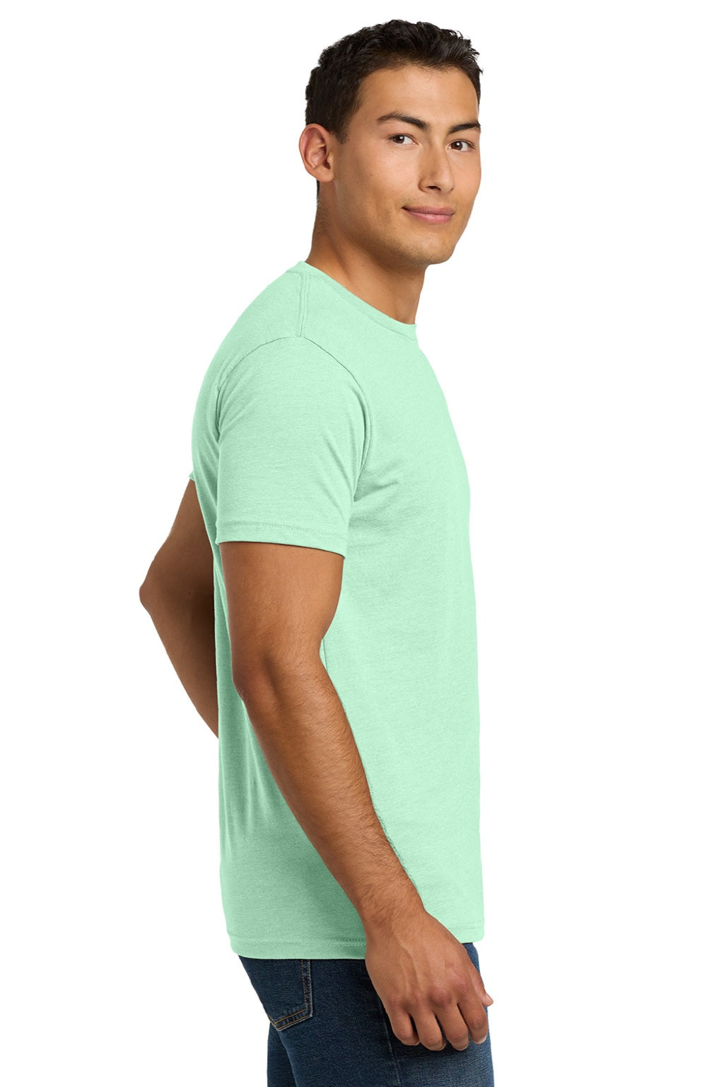 Next Level NL6210/6210 Mens CVC Jersey Short Sleeve Crewneck T-Shirt Mint Green Model Side