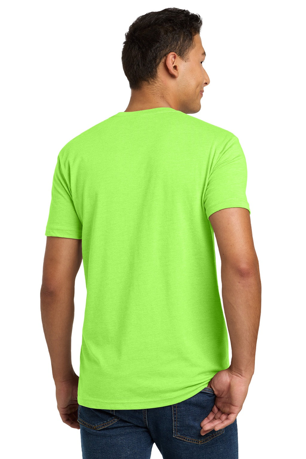 Next Level NL6210/6210 Mens CVC Jersey Short Sleeve Crewneck T-Shirt Neon Green Model Back