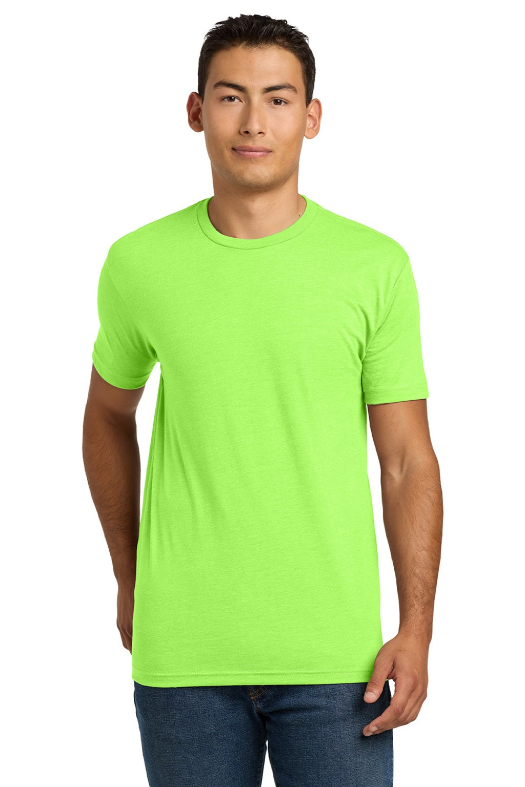 Next Level NL6210/6210 Mens CVC Jersey Short Sleeve Crewneck T-Shirt Neon Green Model Front
