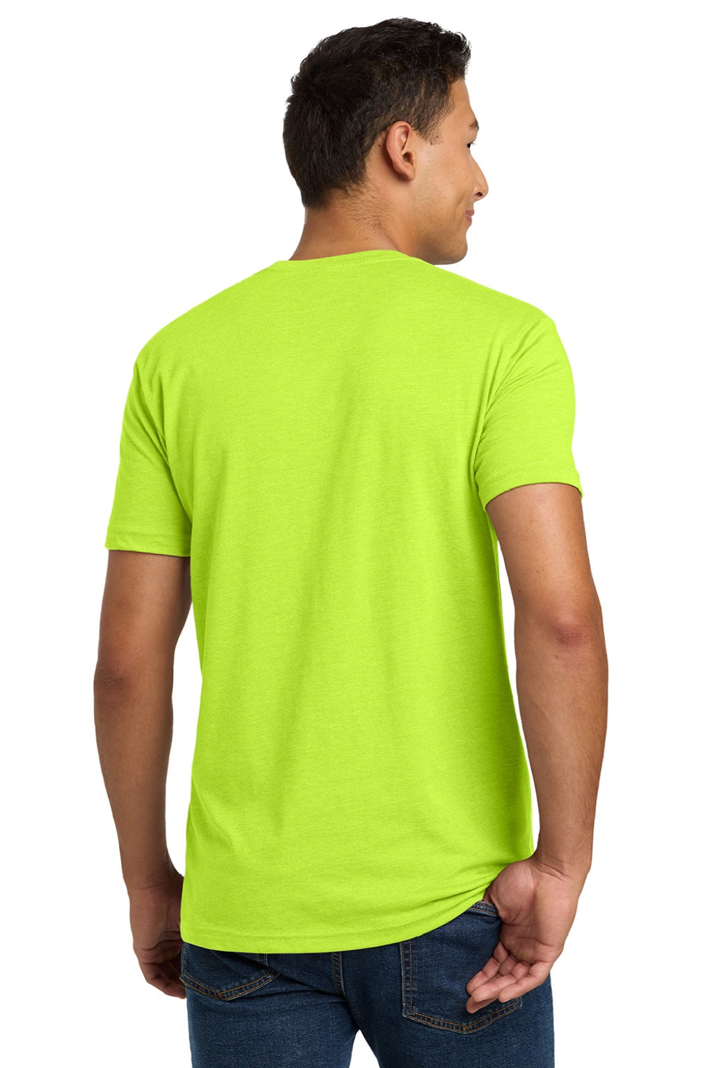 Next Level NL6210/6210 Mens CVC Jersey Short Sleeve Crewneck T-Shirt Neon Yellow Model Back
