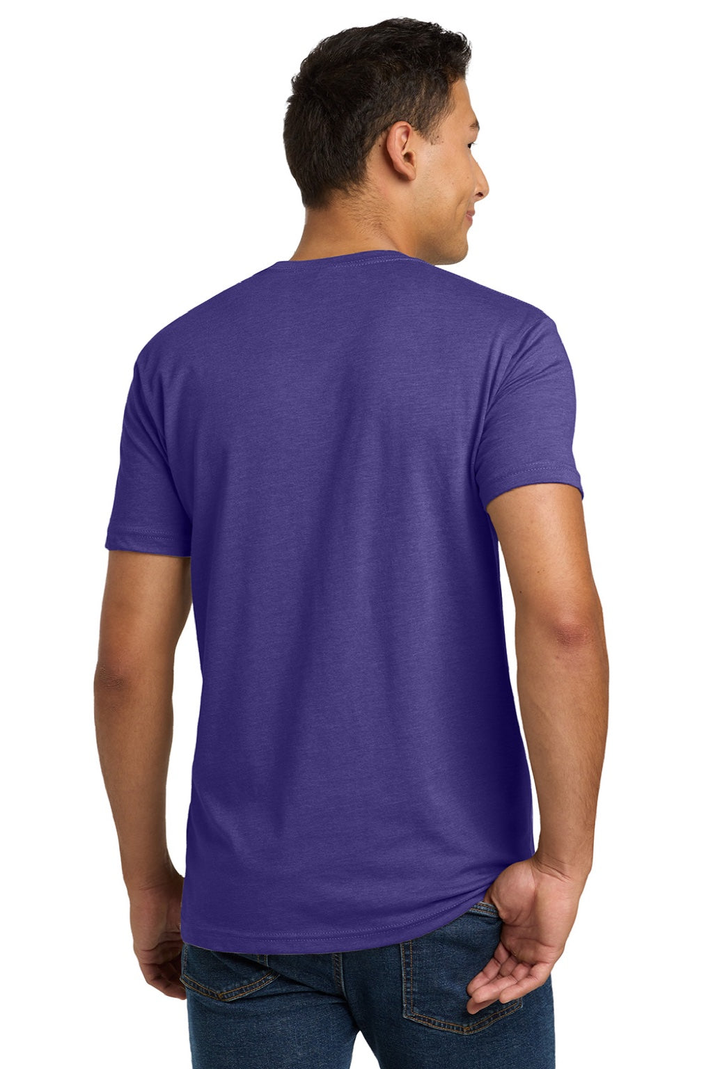 Next Level NL6210/6210 Mens CVC Jersey Short Sleeve Crewneck T-Shirt Purple Rush Model Back