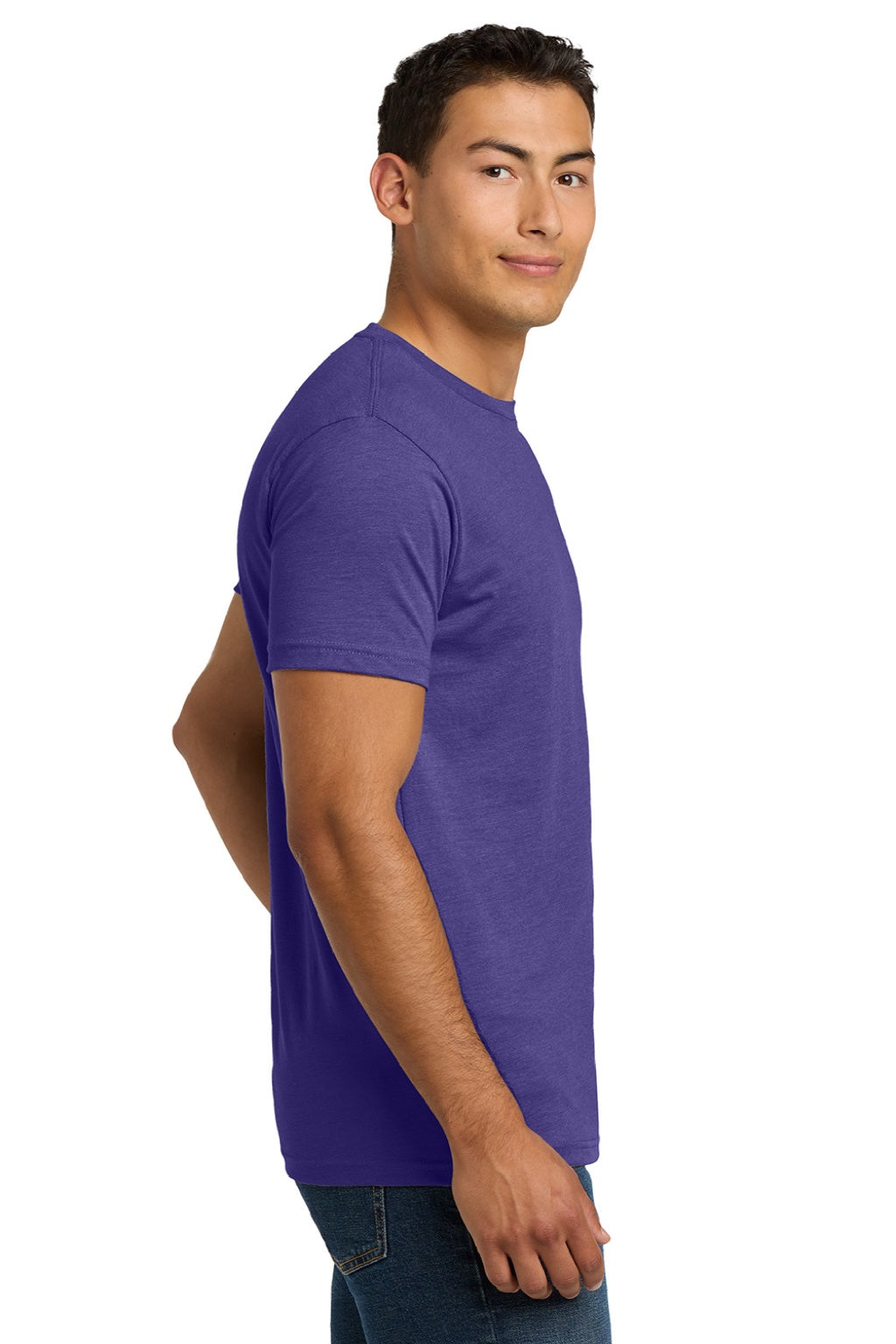 Next Level NL6210/6210 Mens CVC Jersey Short Sleeve Crewneck T-Shirt Purple Rush Model Side