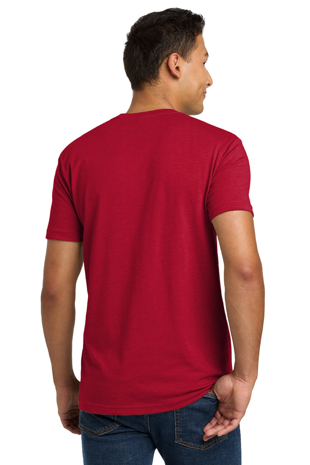 Next Level NL6210/6210 Mens CVC Jersey Short Sleeve Crewneck T-Shirt Red Model Back