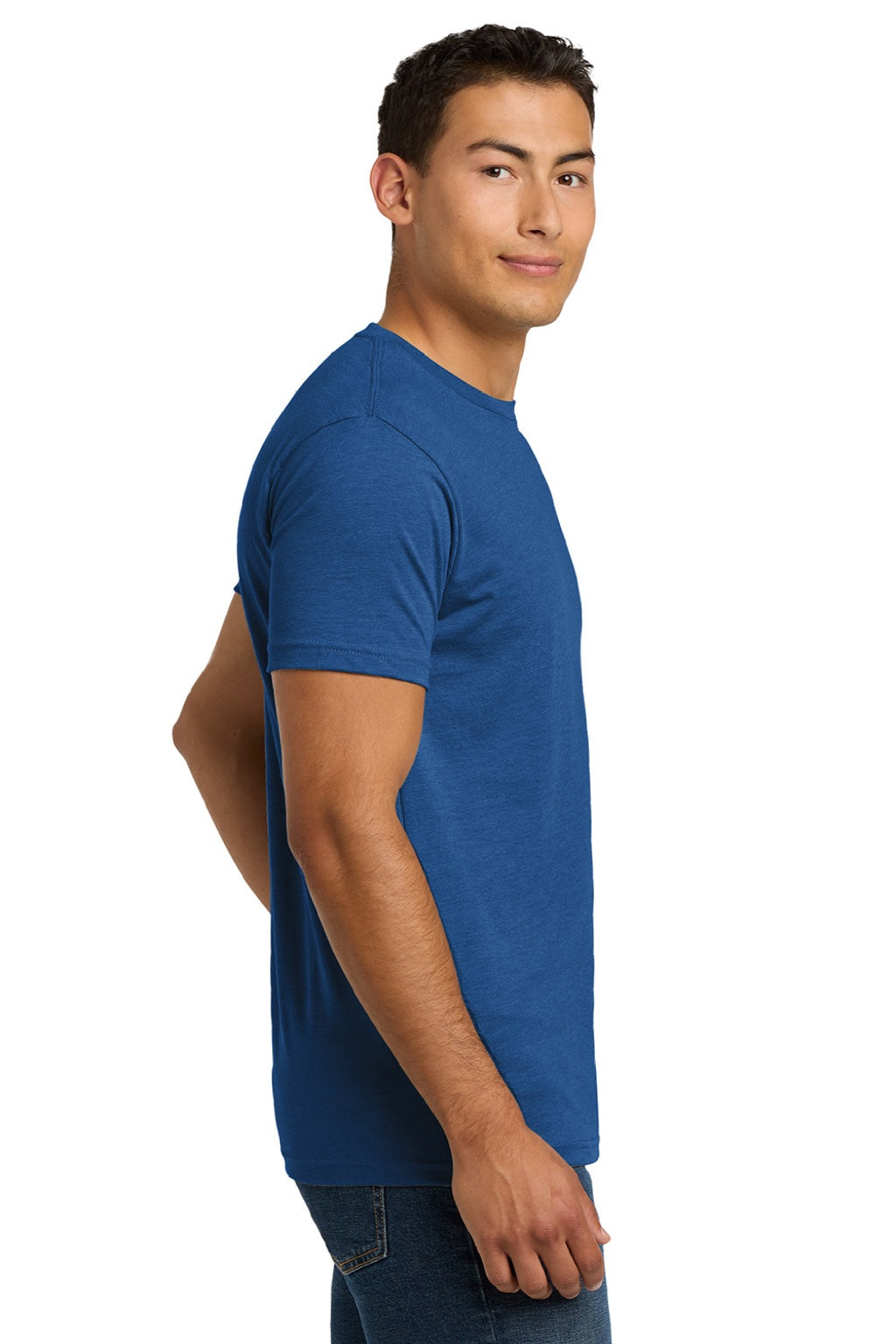 Next Level NL6210/6210 Mens CVC Jersey Short Sleeve Crewneck T-Shirt Royal Blue Model Side