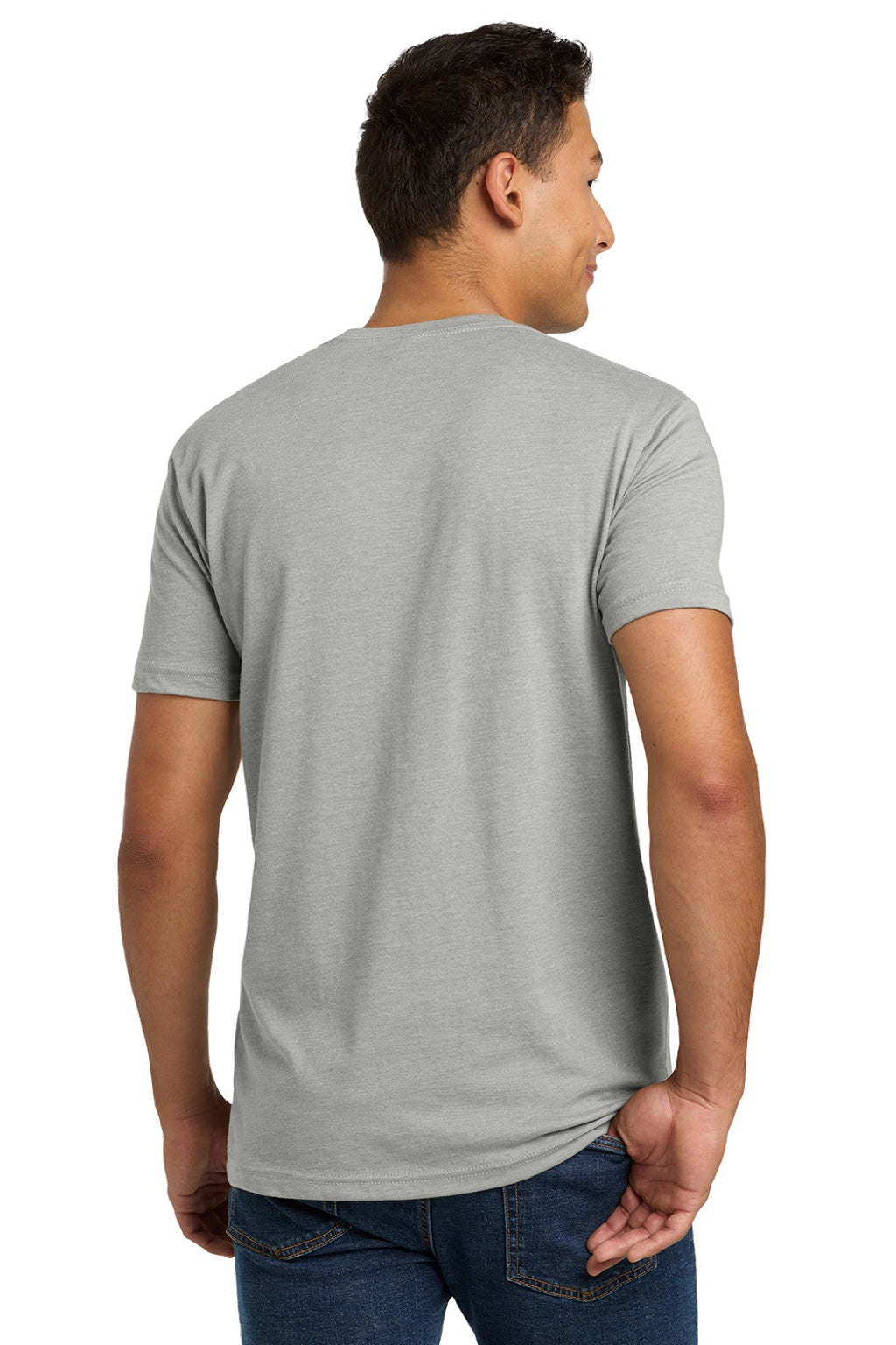 Next Level NL6210/6210 Mens CVC Jersey Short Sleeve Crewneck T-Shirt Silk Grey Model Back
