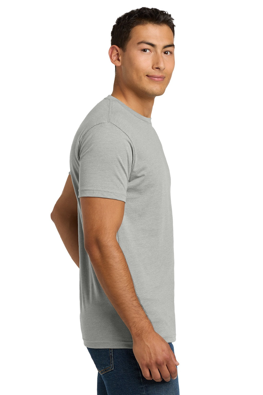 Next Level NL6210/6210 Mens CVC Jersey Short Sleeve Crewneck T-Shirt Silk Grey Model Side