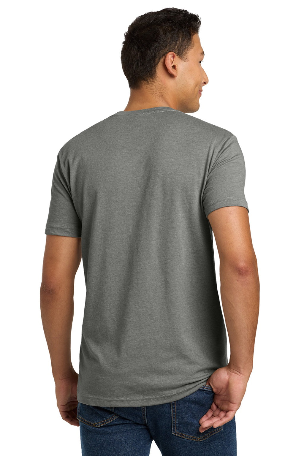 Next Level NL6210/6210 Mens CVC Jersey Short Sleeve Crewneck T-Shirt Stone Grey Model Back