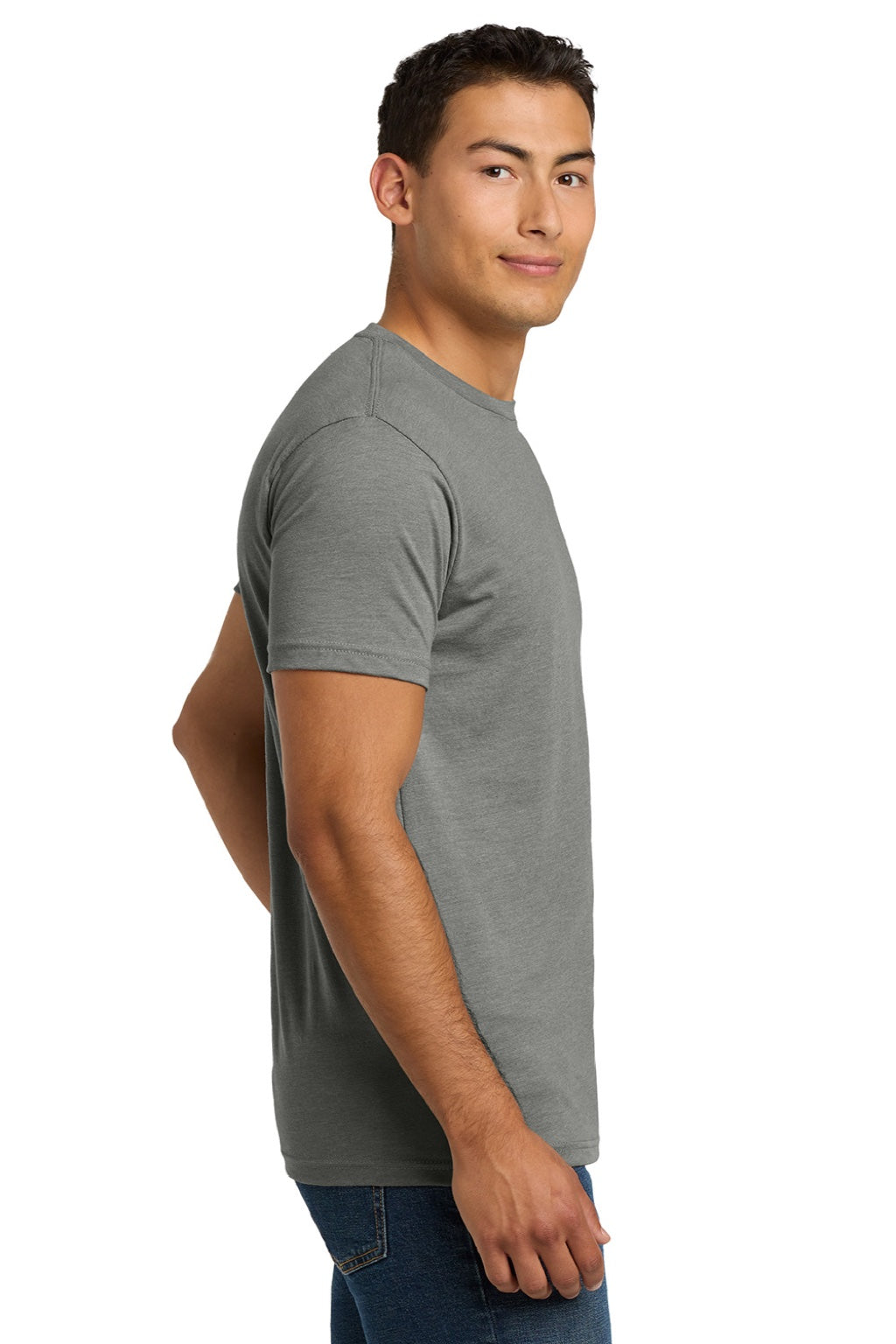 Next Level NL6210/6210 Mens CVC Jersey Short Sleeve Crewneck T-Shirt Stone Grey Model Side