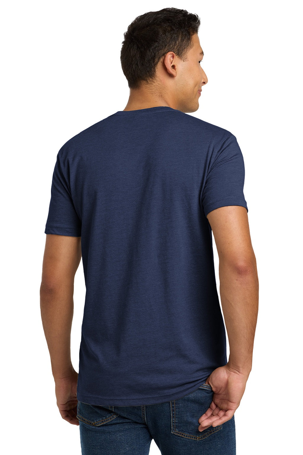 Next Level NL6210/6210 Mens CVC Jersey Short Sleeve Crewneck T-Shirt Storm Blue Model Back