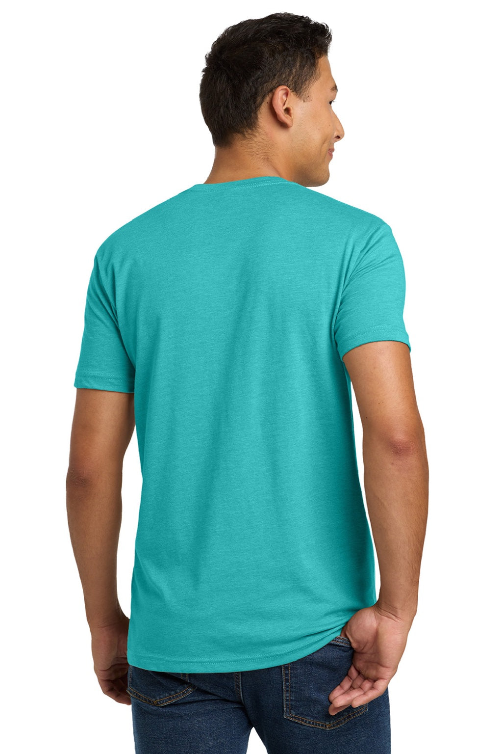 Next Level NL6210/6210 Mens CVC Jersey Short Sleeve Crewneck T-Shirt Tahiti Blue Model Back