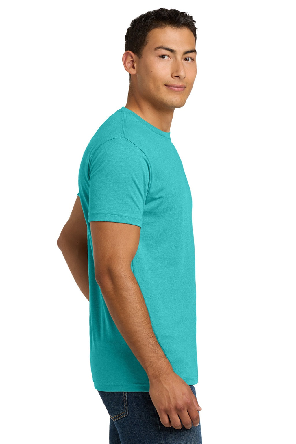 Next Level NL6210/6210 Mens CVC Jersey Short Sleeve Crewneck T-Shirt Tahiti Blue Model Side