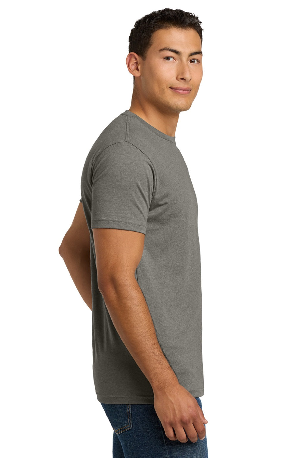 Next Level NL6210/6210 Mens CVC Jersey Short Sleeve Crewneck T-Shirt Warm Grey Model Side