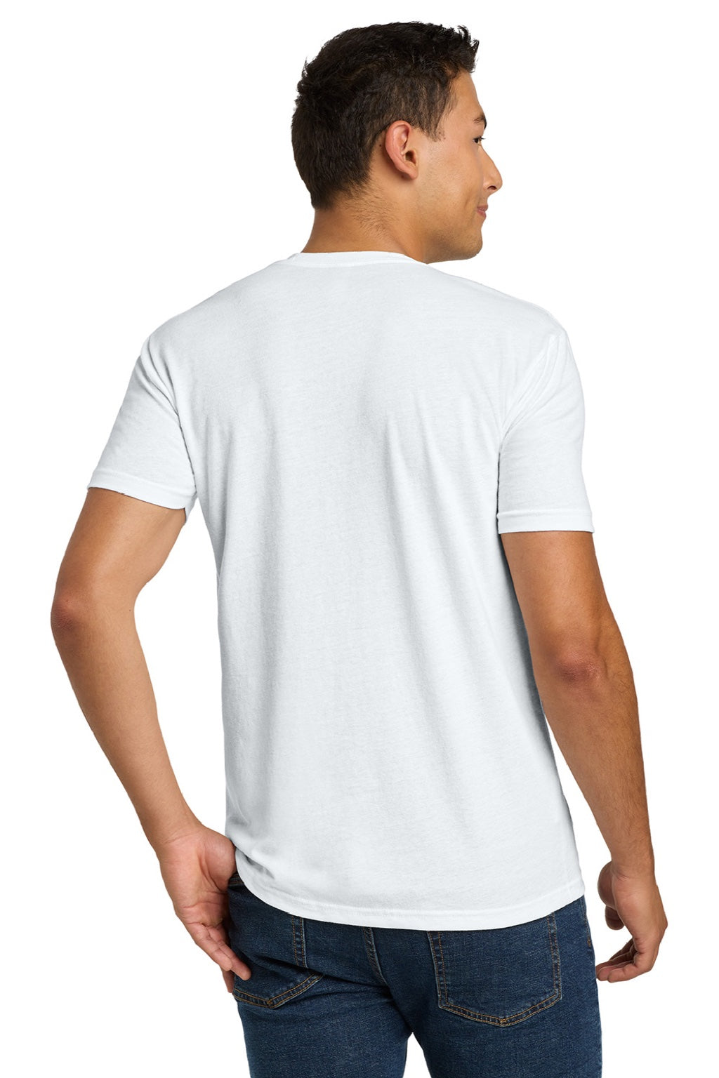 Next Level NL6210/6210 Mens CVC Jersey Short Sleeve Crewneck T-Shirt White Model Back