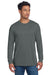 Next Level NL6211 Mens CVC Long Sleeve Crewneck T-Shirt Heather Heavy Metal Grey Model Front